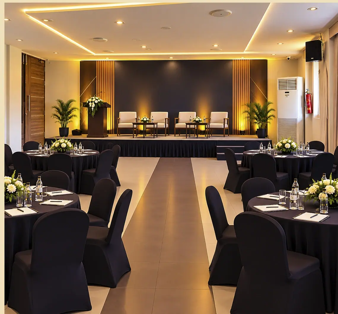 Milan Hall intimate banquet and meeting space at Hotel Pumerai Honnavar
