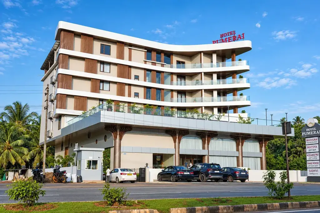 Hotel Pumerai architectural entrance on NH-66, Honnavar, Karnataka
