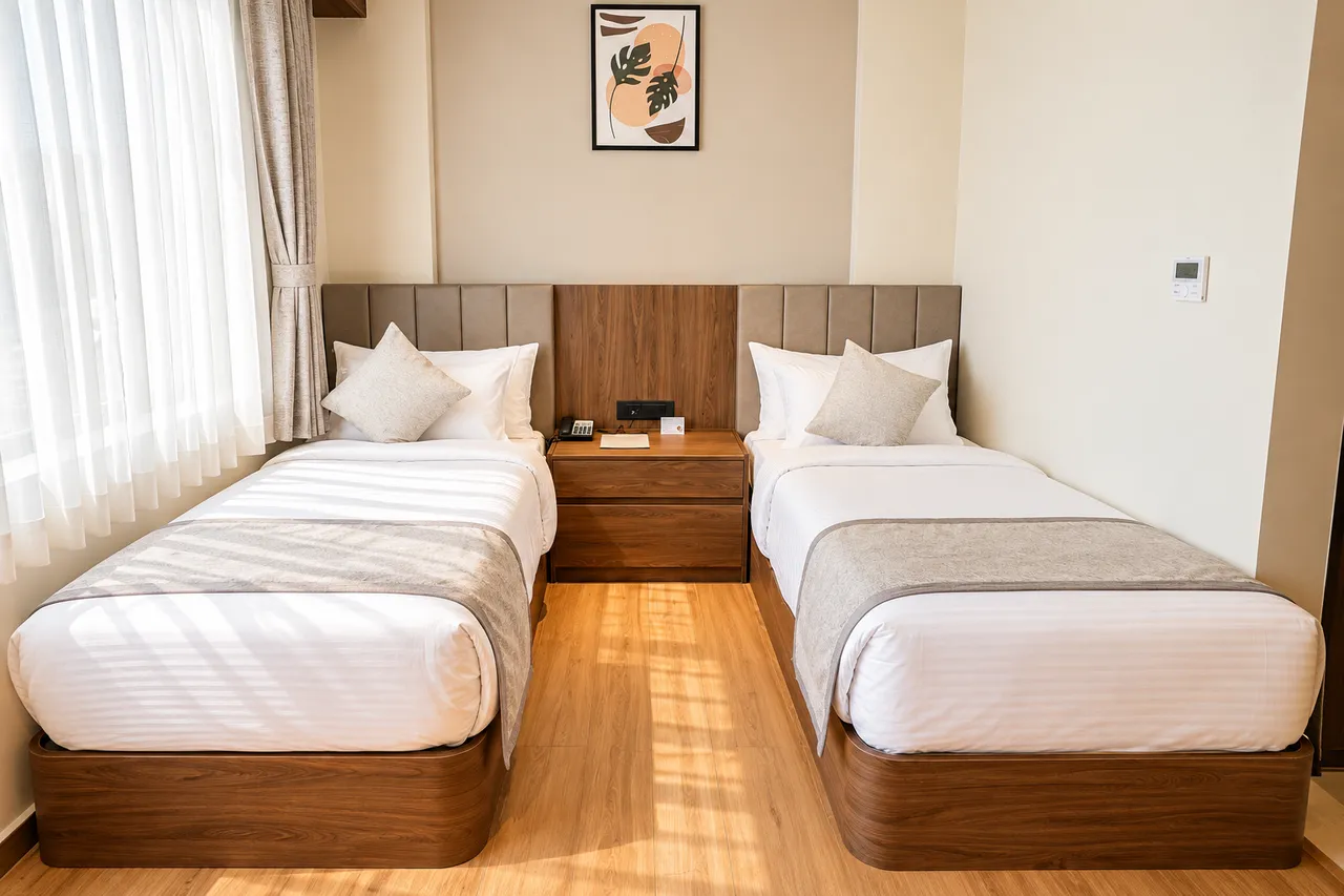 Premium Twin Room interior photo 4 at Hotel Pumerai Honnavar